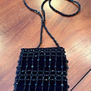 Elegant Beaded Black Evening Bag
